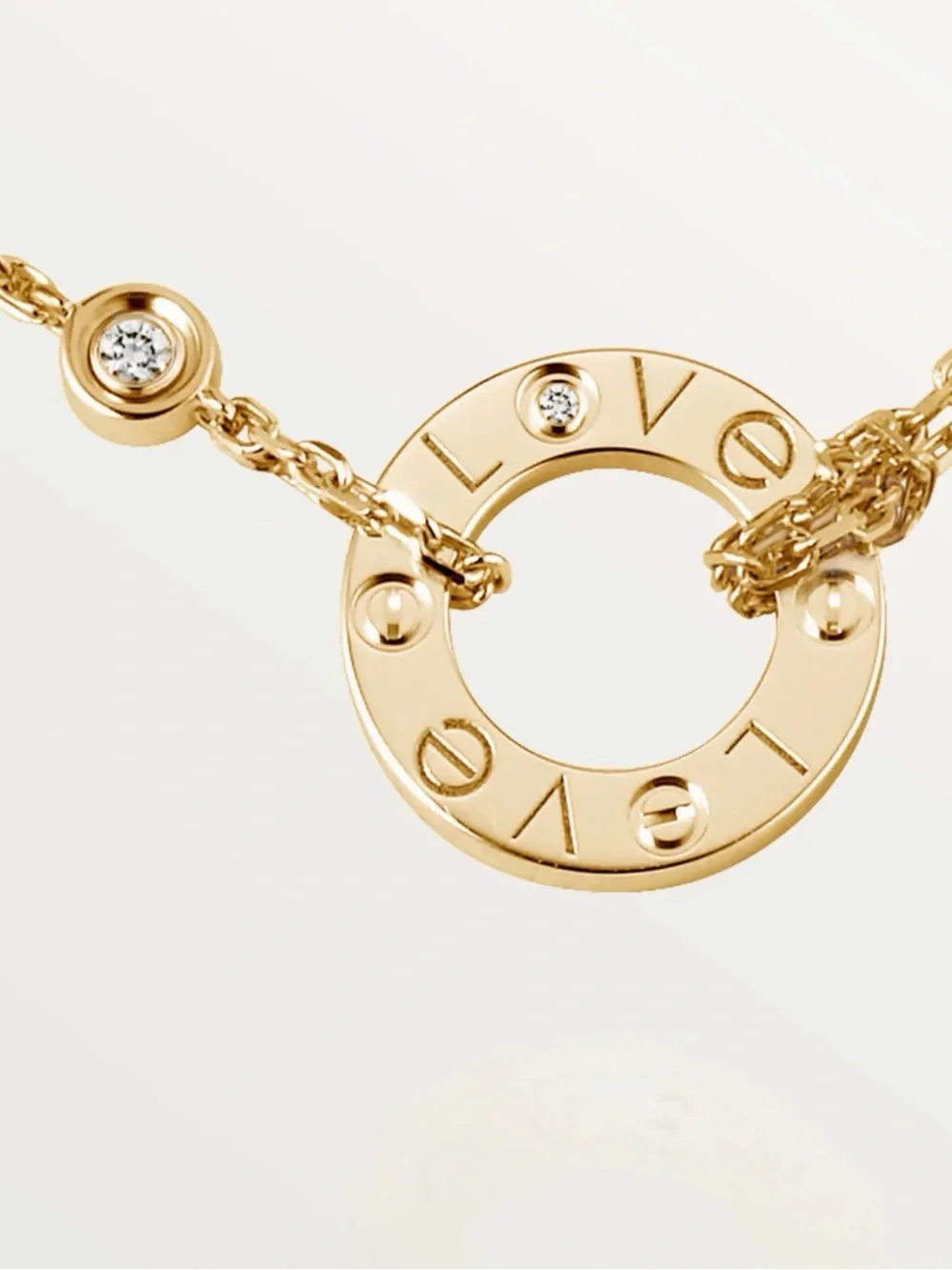 Cartier Gold 'LOVE' Circle Pendant Necklace with Diamond Accent